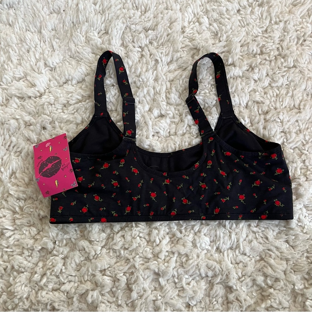 Betsey Johnson Black and Red Intimates Bra with Stretchy Fabric